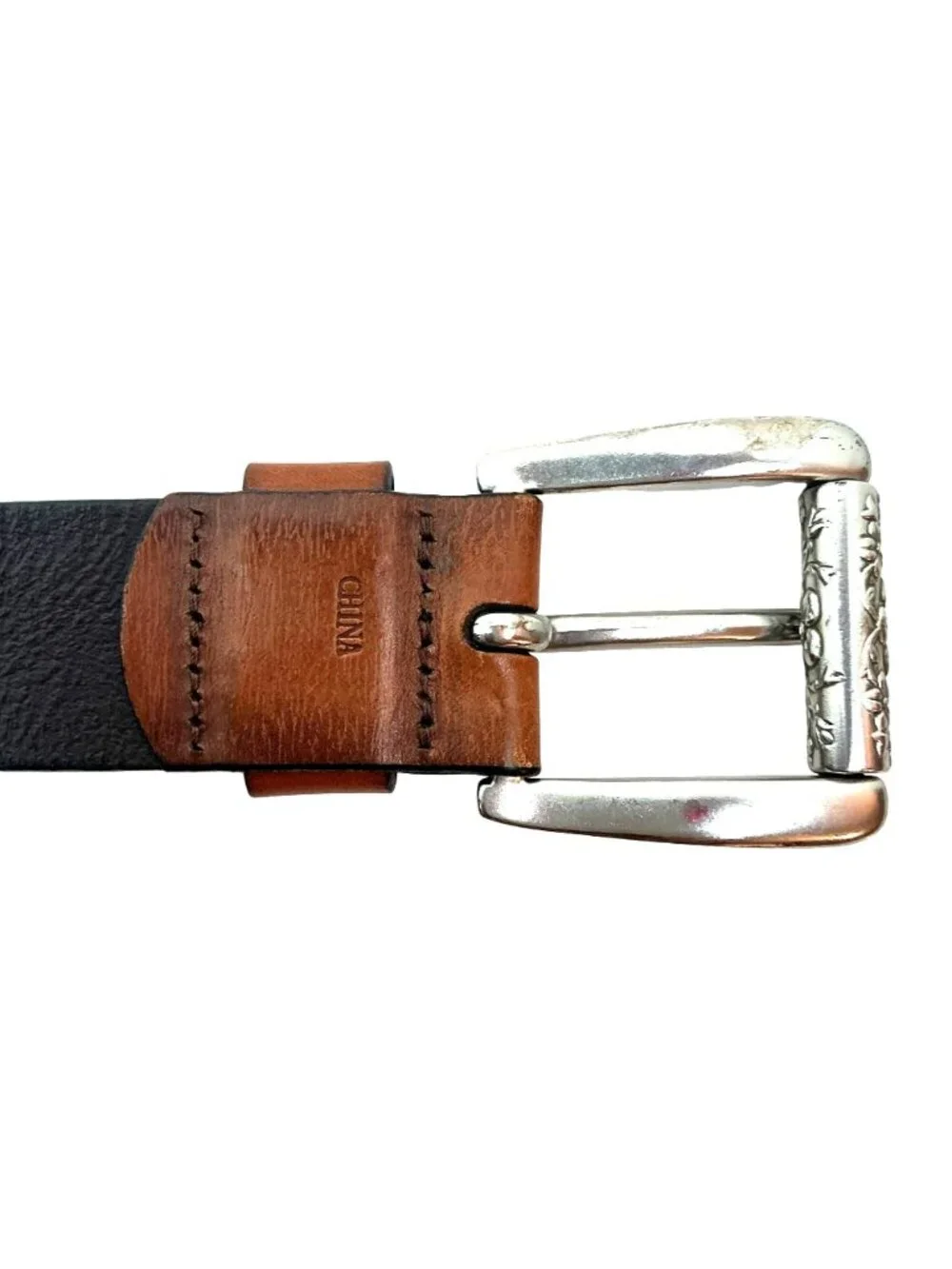Fossil Genuine Leather Roller Buckle Belt Womens Large Tan & Black  BT2803200